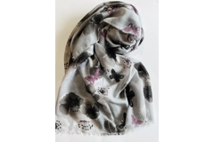 Grey Butterflies and Flowers Scarf By Intrigue