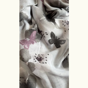 Grey Butterflies and Flowers Scarf By Intrigue
