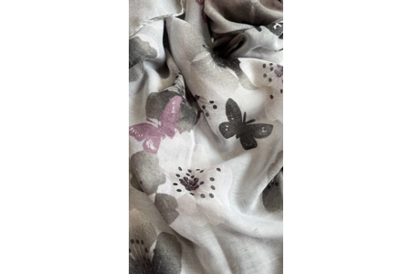 Grey Butterflies and Flowers Scarf By Intrigue