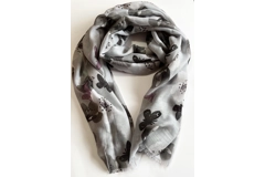 Grey Butterflies and Flowers Scarf By Intrigue