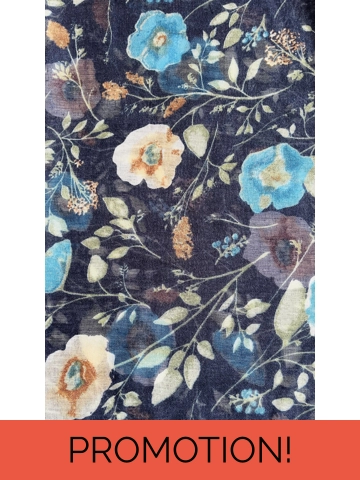 Navy Blue Floral Printe..