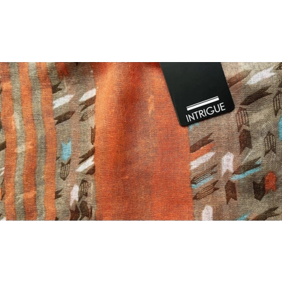 Vibrant Coffee and Orange multicoloured arrow print scarf by INTRIGUE Vibrant Coffee and Orange multicoloured arrow print scarf by INTRIGUE