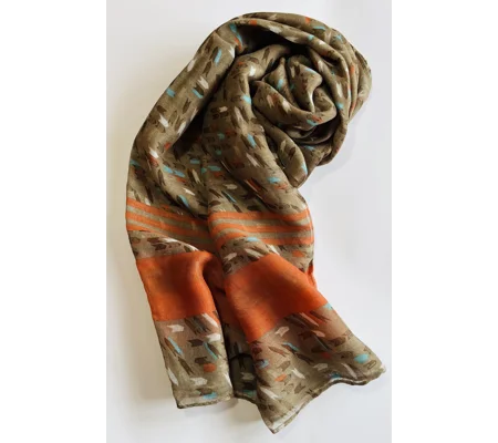 Vibrant Coffee and Orange multicoloured arrow print scarf by INTRIGUE
