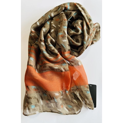 Vibrant Coffee and Orange multicoloured arrow print scarf by INTRIGUE Vibrant Coffee and Orange multicoloured arrow print scarf by INTRIGUE