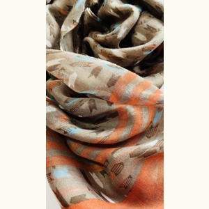 Vibrant Coffee and Orange multicoloured arrow print scarf by INTRIGUE