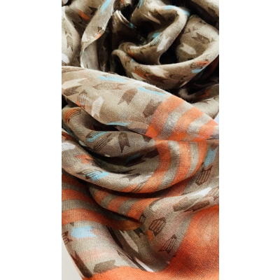 Vibrant Coffee and Orange multicoloured arrow print scarf by INTRIGUE Vibrant Coffee and Orange multicoloured arrow print scarf by INTRIGUE