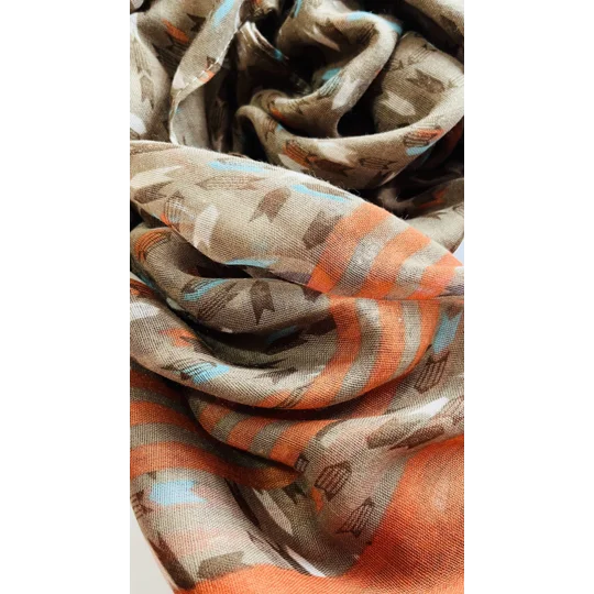 Vibrant Coffee and Orange multicoloured arrow print scarf by INTRIGUE