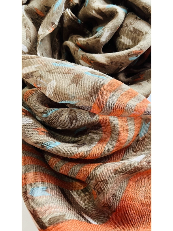 Vibrant Coffee and Orange multicoloured arrow print scarf by INTRIGUE