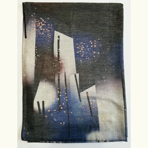 Blue and Black Abstract Printed Scarf by INTRIGUE