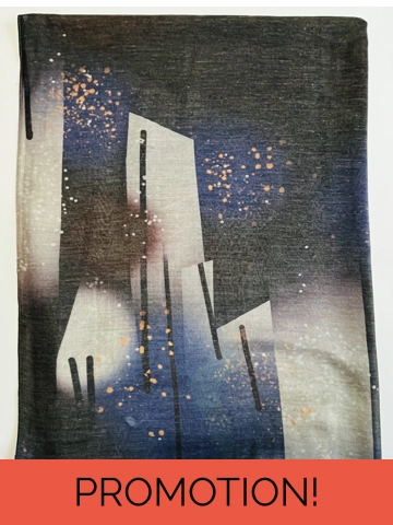 Blue and Black Abstract Printed Scarf by INTRIGUE