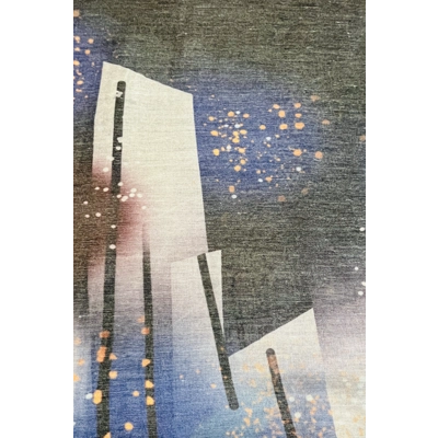 Blue and Black Abstract Printed Scarf by INTRIGUE Blue and Black Abstract Printed Scarf by INTRIGUE