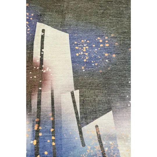 Blue and Black Abstract Printed Scarf by INTRIGUE