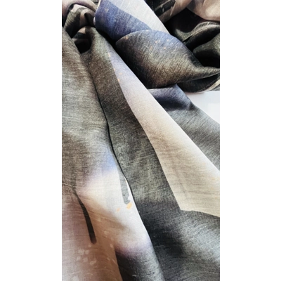 Blue and Black Abstract Printed Scarf by INTRIGUE Blue and Black Abstract Printed Scarf by INTRIGUE