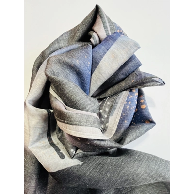 Blue and Black Abstract Printed Scarf by INTRIGUE Blue and Black Abstract Printed Scarf by INTRIGUE
