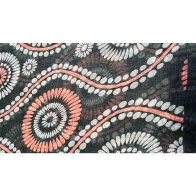 Black scarf with pink and white mandala flower print by INTRIGUE Black scarf with pink and white mandala flower print by INTRIGUE