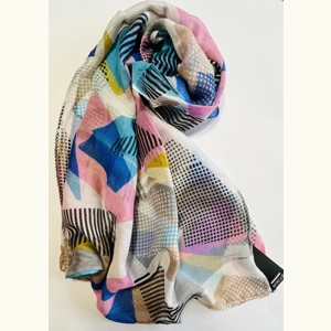 Multicoloured Abstract Patterned Summer Scarf by INTRIGUE