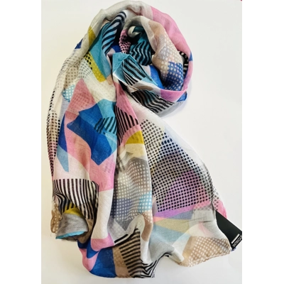 Multicoloured Abstract Patterned Summer Scarf by INTRIGUE