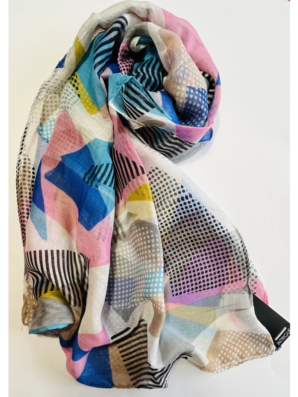 Multicoloured Abstract Patterned Summer Scarf by INTRIGUE