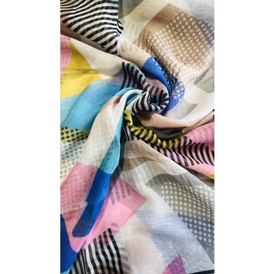 Multicoloured Abstract Patterned Summer Scarf by INTRIGUE