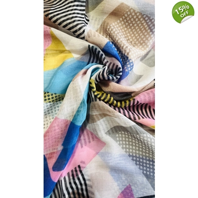 Multicoloured Abstract Patterned Summer Scarf by INTRIGUE