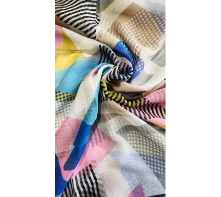 Multicoloured Abstract Patterned Summer Scarf by INTRIGUE