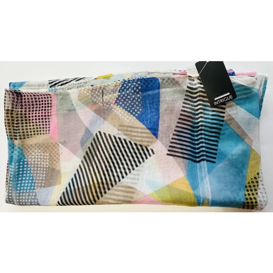 Multicoloured Abstract Patterned Summer Scarf by INTRIGUE