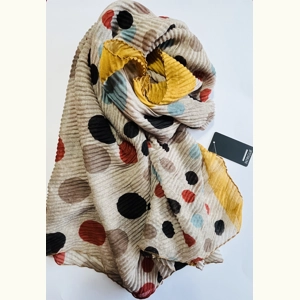 Multicoloured Spot print scarf crinkle texture with gold t..