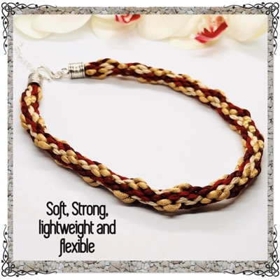 Red Multicoloured Adjustable Kumihimo Braided Cord Textured Choker Necklace Silver Handmade