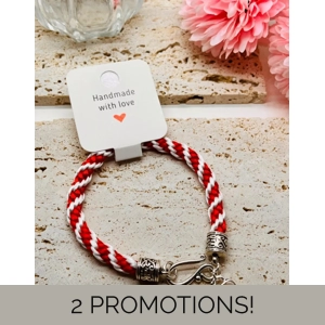 Red & White Silk Kumihimo Br..