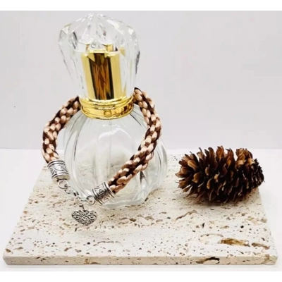 Beige & Brown Silk Kumihimo Braided Bracelet With Love Heart Charm Handmade Silver