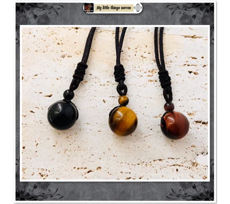 16mm Tiger Eye Agate Stone Bead Pendant Adjustable length