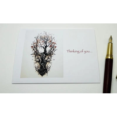 Pack of 4 Natural Earth Theme Thinking Of You Note Cards, Blank Inside, Handmade,