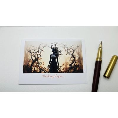 Pack of 4 Natural Earth Theme Thinking Of You Note Cards, Blank Inside, Handmade,