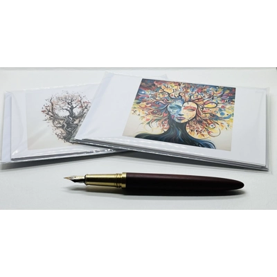 Pack of 4 Natural Earth Theme Thinking Of You Note Cards, Blank Inside, Handmade,