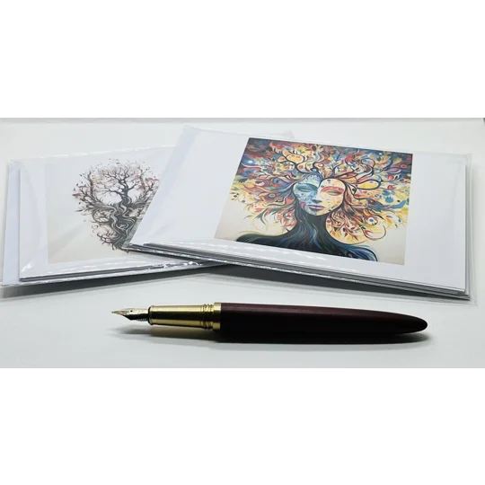 Pack of 4 Natural Earth Theme Thinking Of You Note Cards, Blank Inside, Handmade,
