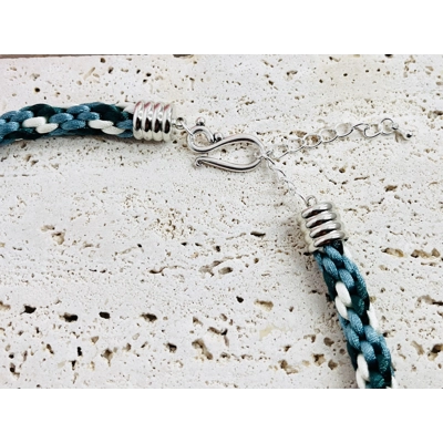 Ammonite Pendant & Necklace Multicoloured Green Cord 18" long Silver Plated New Ammonite Pendant & Necklace Multicoloured Green Cord 18" long Silver Plated New