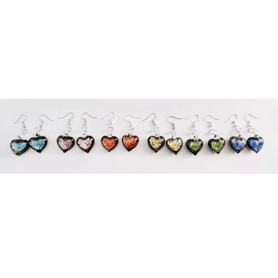 Murano Lampwork Glass Heart Pendant & Necklace and Earrings Jewellery Set