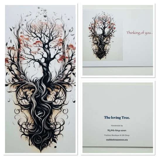 Pack of 4 Natural Earth Theme Thinking Of You Note Cards, Blank Inside, Handmade,