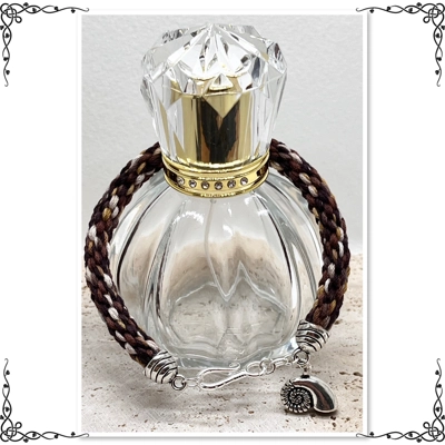 Brown Cord Bracelet with Conch Shell Dangle Charm, Silver