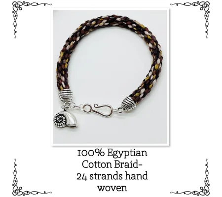 Brown Cord Bracelet with Conch Shell Dangle Charm, Silver
