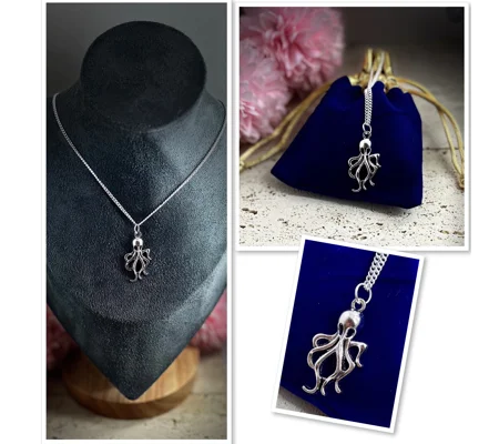 Octopus Pendant And Necklace Silver