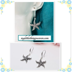 Starfish Dangle Drop Earrings, Silver