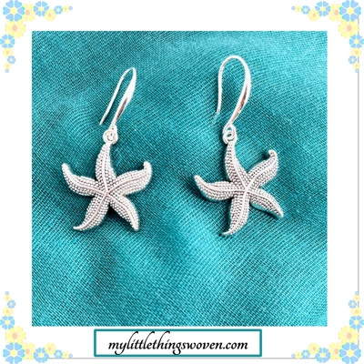 Starfish Dangle Drop Earrings, Silver