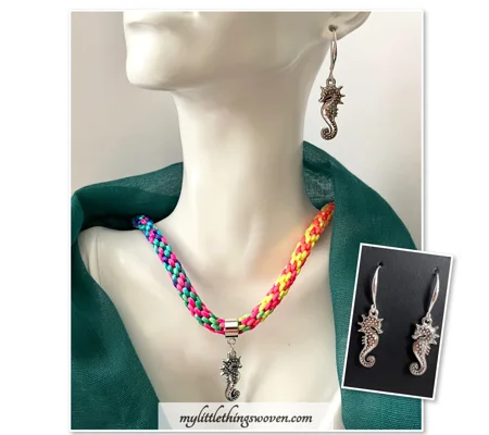 Seahorse Rainbow Necklace Pendant And Earrings Set