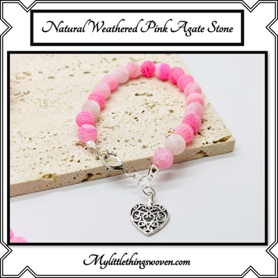 Weathered Agate semi precious gemstone bracelets with charm