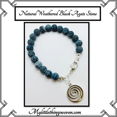 Weathered Agate semi precious gemstone bracelets with charm