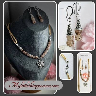 Silk Necklace and earring sets in choice of colours and styles Real Silver & Gold