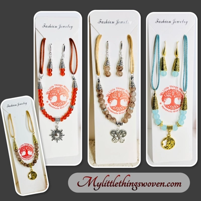 Silk Necklace and earring sets in choice of colours and styles Real Silver & Gold