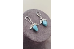 Turquoise Blue Necklace & Pendant + Bracelet + Earrings 3 piece set Handmade