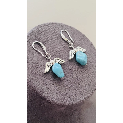 Turquoise Blue Necklace & Pendant + Bracelet + Earrings 3 piece set Handmade